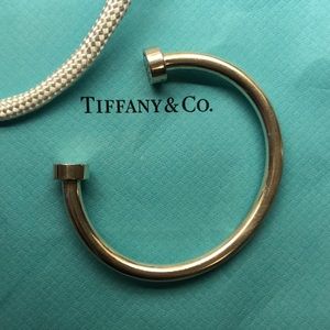 TIFFANY - Sterling silver open cuff w/ Please return to